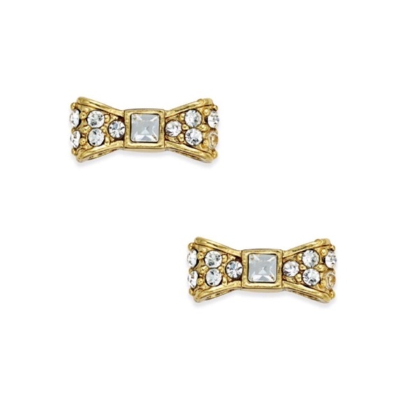 Kate Spade Gold Crystal Ready Set Bow Earrings - Picture 1 of 5